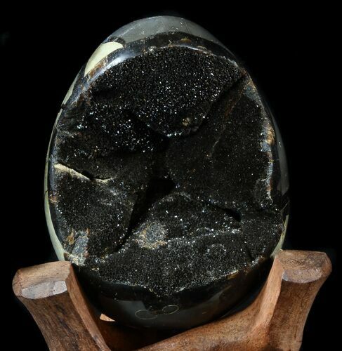 Septarian Dragon Egg Geode - Black Crystals #34711